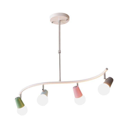 Colorful Horn Swivel Pendant Light With 3/4 Lights For Iron Wave Island Lighting In White