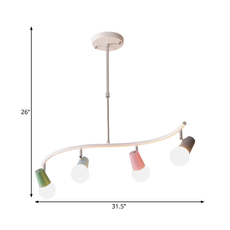 Colorful Horn Swivel Pendant Light With 3/4 Lights For Iron Wave Island Lighting In White