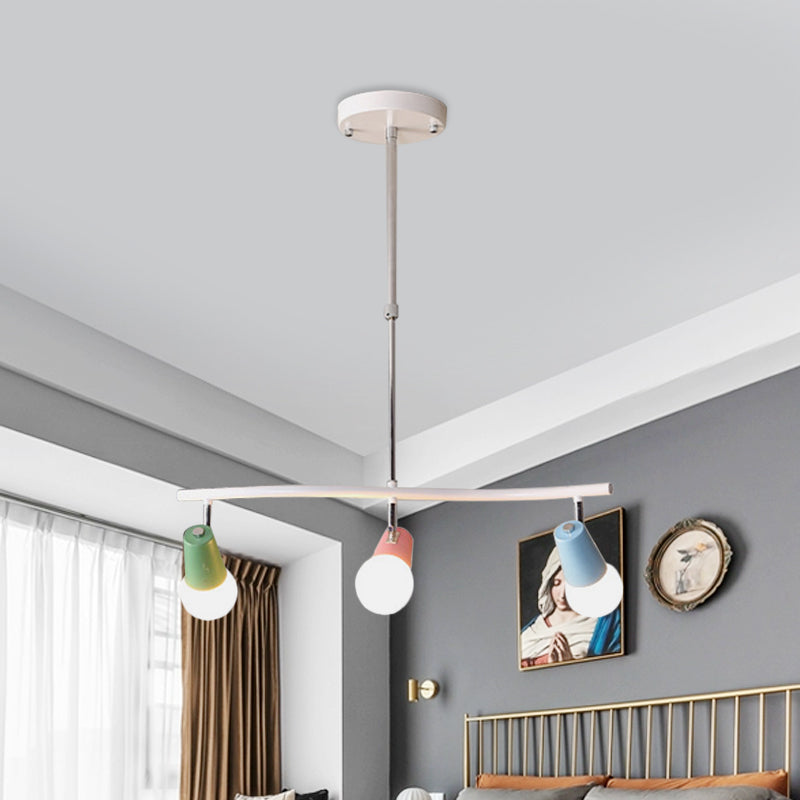 Colorful Horn Swivel Pendant Light With 3/4 Lights For Iron Wave Island Lighting In White