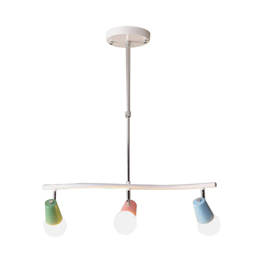 Colorful Horn Swivel Pendant Light With 3/4 Lights For Iron Wave Island Lighting In White