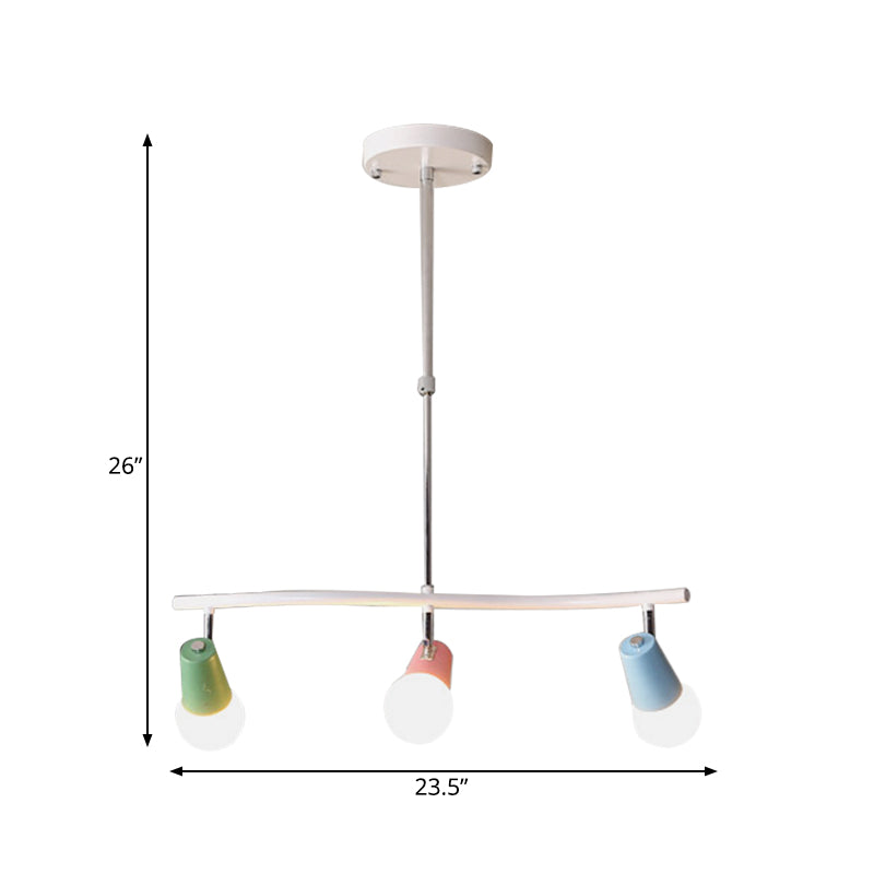 Colorful Horn Swivel Pendant Light With 3/4 Lights For Iron Wave Island Lighting In White