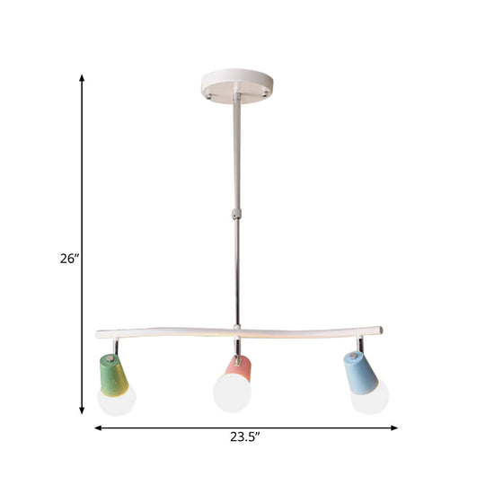 Colorful Horn Swivel Pendant Light With 3/4 Lights For Iron Wave Island Lighting In White