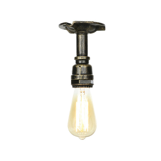 Bronze Water Pipe Ceiling Light - Antique Semi-Flush Mount With 1 Bulb