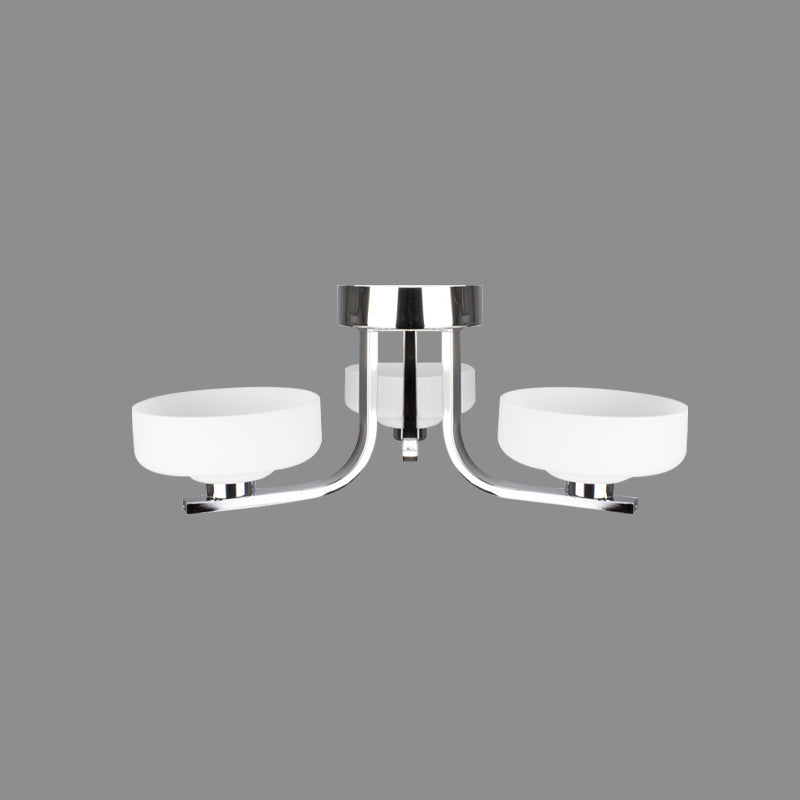 Modernist Glass Semi Flushmount Ceiling Light - 3 Head Chrome LED Fixture