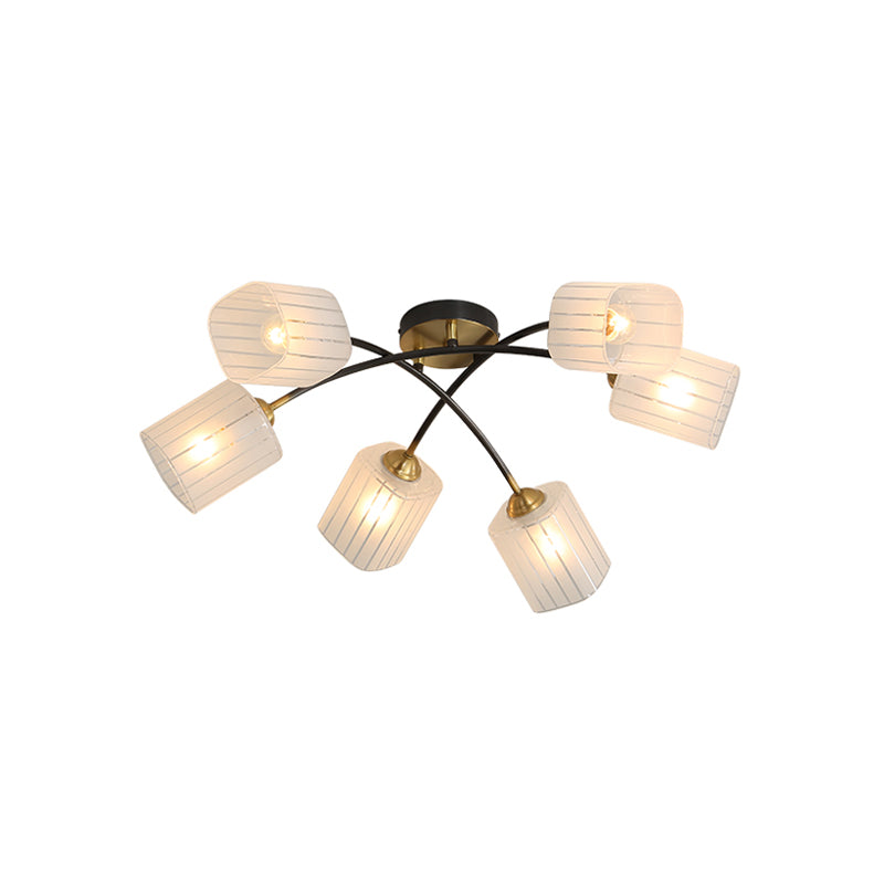 Post Modern Brass Ceiling Light with Frosted Glass - 6/8-Light Flush Mount