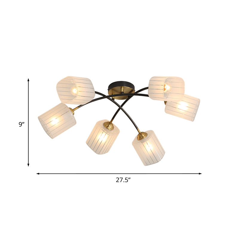 Post Modern Brass Ceiling Light with Frosted Glass - 6/8-Light Flush Mount