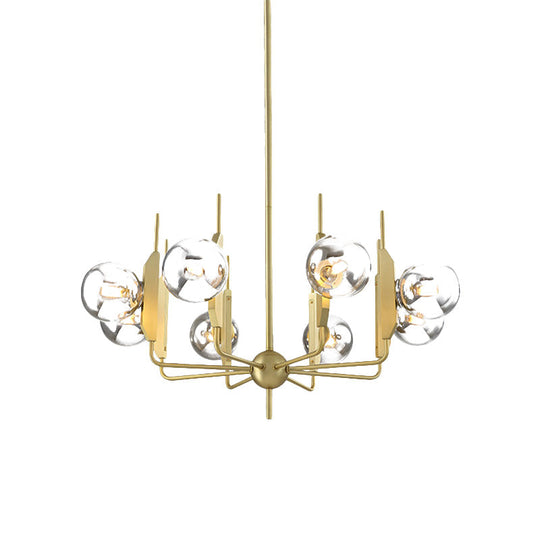 Modern Gold 8-Light Chandelier with Milk White/Smoke Gray Glass Shades - Ideal for Living Room