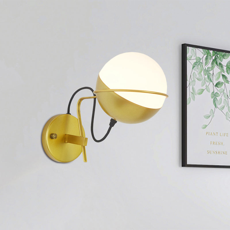 Modern Gold Ball Wall Sconce - Metallic 1-Light Loop Fixture