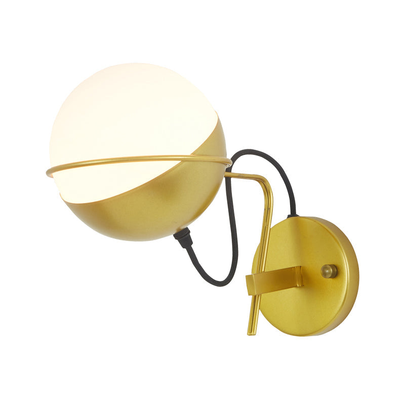 Modern Gold Ball Wall Sconce - Metallic 1-Light Loop Fixture