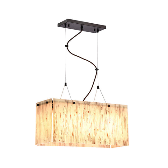 Modern Black Dining Room Island Light Fixture With Rectangle Amber Glass Shade