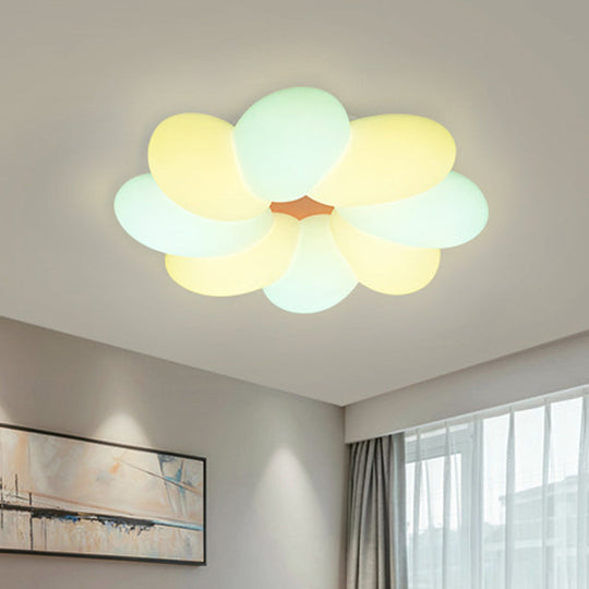 White Kids Floral LED Flush Mount Ceiling Light for Bedroom