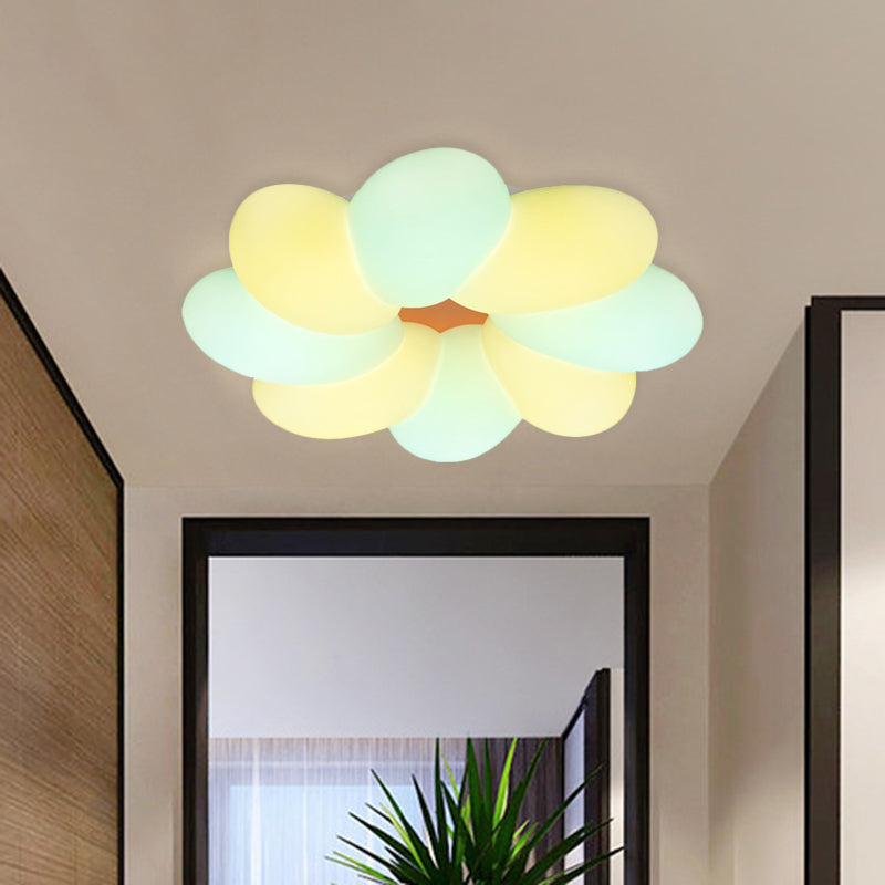 White Kids Floral LED Flush Mount Ceiling Light for Bedroom