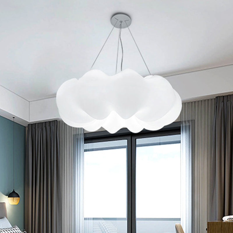 Minimalist White Cloud Bistro Led Pendant Lamp - Plastic Integrated Hanging Ceiling Light