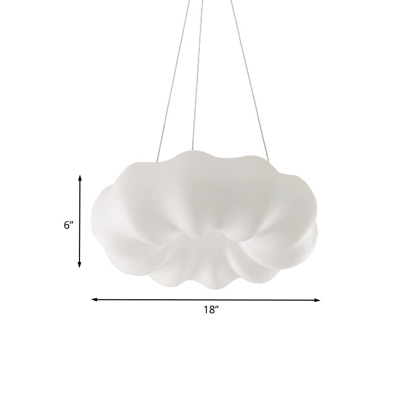 Minimalist White Cloud Bistro Led Pendant Lamp - Plastic Integrated Hanging Ceiling Light