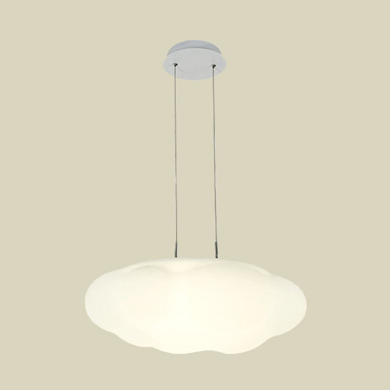 Kids White Cloud Pendant Light - 1/3/5-Head Led Fixture For Childs Room