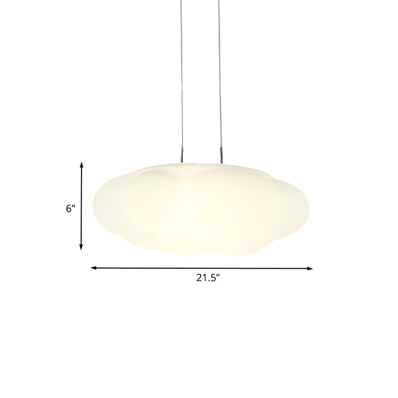 Kids White Cloud Pendant Light - 1/3/5-Head Led Fixture For Childs Room