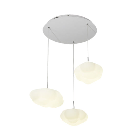 Kids White Cloud Pendant Light - 1/3/5-Head Led Fixture For Childs Room