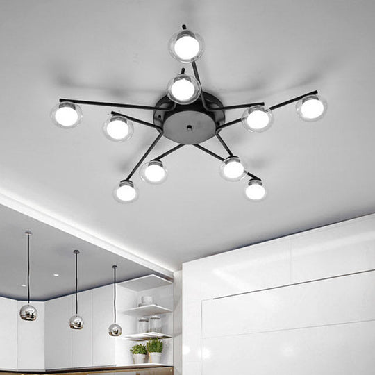 Pentagram Flush Ceiling Light with Dual Glass Shades - Kids' Iron Semi Mount Lighting