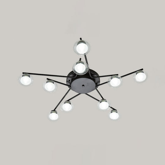 Pentagram Flush Ceiling Light with Dual Glass Shades - Kids' Iron Semi Mount Lighting