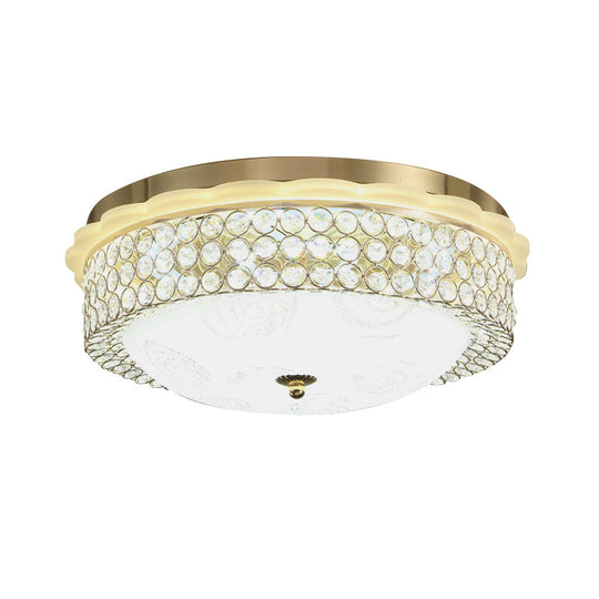 LED Crystal Bead Flushmount Lamp for Foyer - Modernist Circle Design, 16"/19.5" Wide