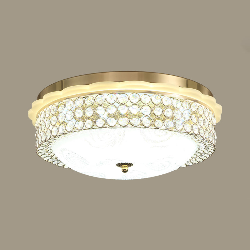 LED Crystal Bead Flushmount Lamp for Foyer - Modernist Circle Design, 16"/19.5" Wide