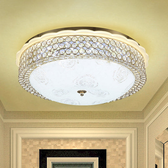 Led Crystal Bead Flushmount Lamp For Foyer - Modernist Circle Design 16/19.5 Wide Gold / 19.5