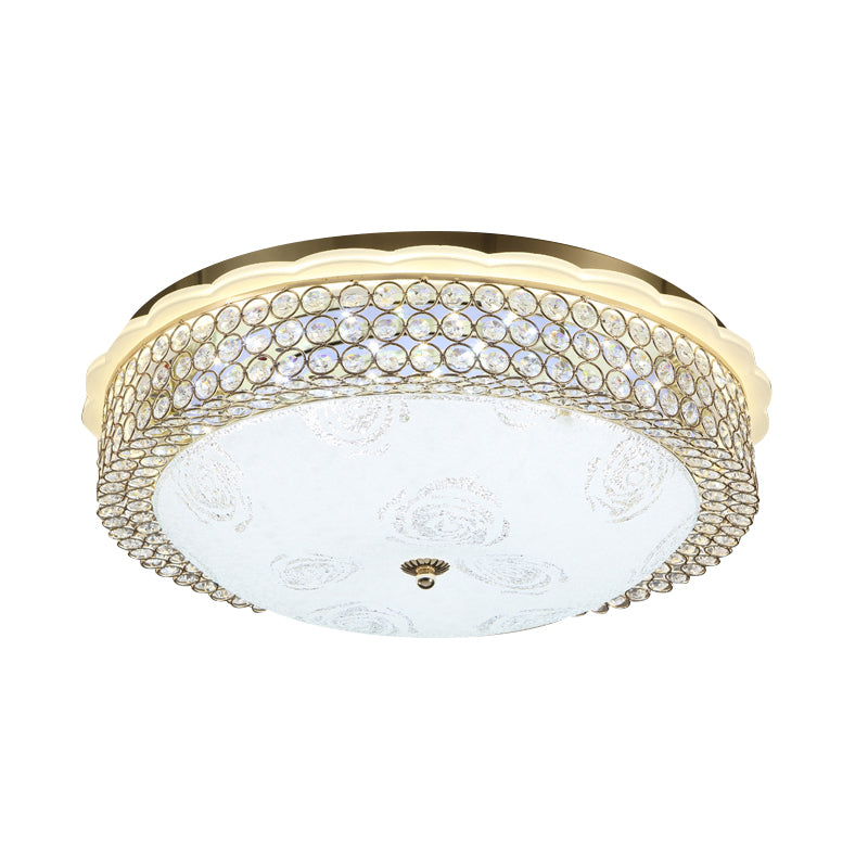 LED Crystal Bead Flushmount Lamp for Foyer - Modernist Circle Design, 16"/19.5" Wide