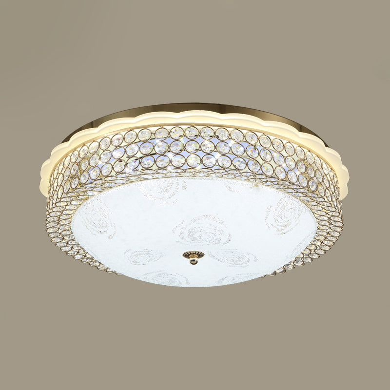 LED Crystal Bead Flushmount Lamp for Foyer - Modernist Circle Design, 16"/19.5" Wide