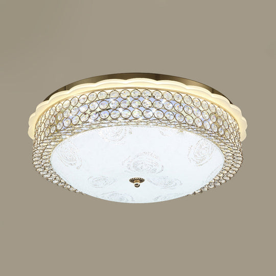 Led Crystal Bead Flushmount Lamp For Foyer - Modernist Circle Design 16/19.5 Wide