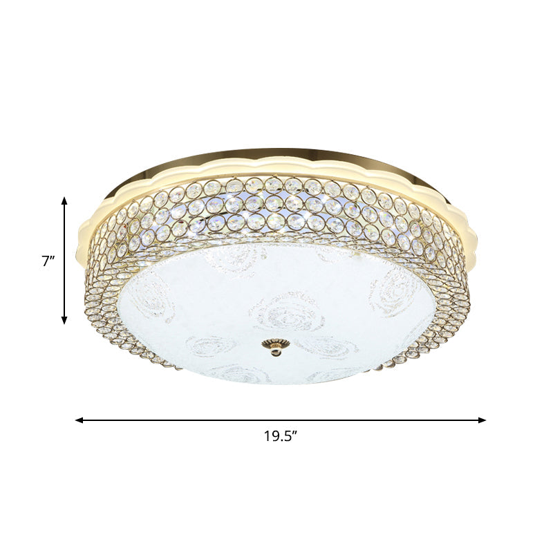 LED Crystal Bead Flushmount Lamp for Foyer - Modernist Circle Design, 16"/19.5" Wide