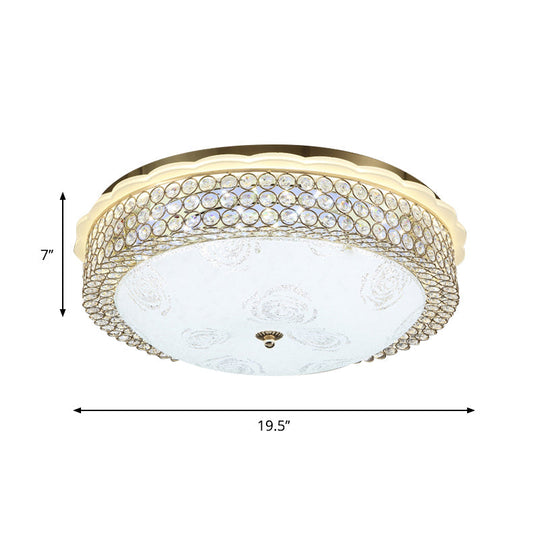 LED Crystal Bead Flushmount Lamp for Foyer - Modernist Circle Design, 16"/19.5" Wide