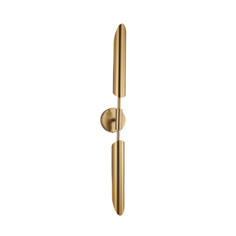 Modern Metal Wall Lamp Sconce With Brass Finish Led Lighting - Tube Up-Down Mount