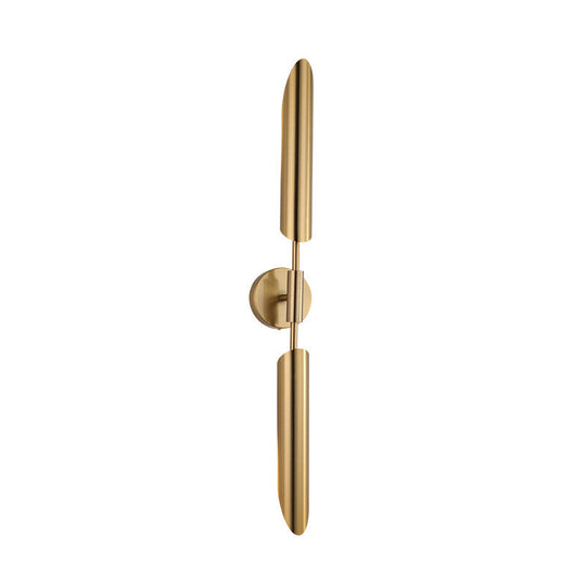 Modern Metal Wall Lamp Sconce With Brass Finish Led Lighting - Tube Up-Down Mount