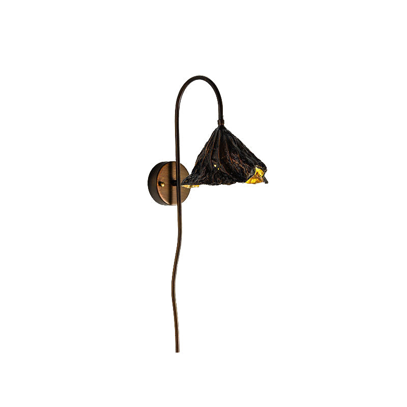 Contemporary Black Lotus Seedpod Wall Light Sconce Led Lamp