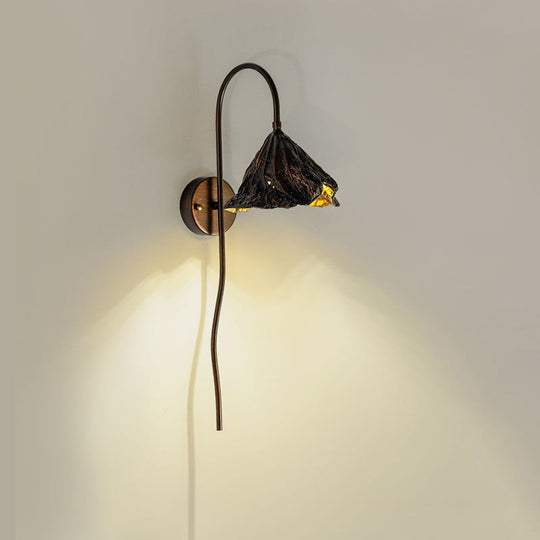 Contemporary Black Lotus Seedpod Wall Light Sconce Led Lamp