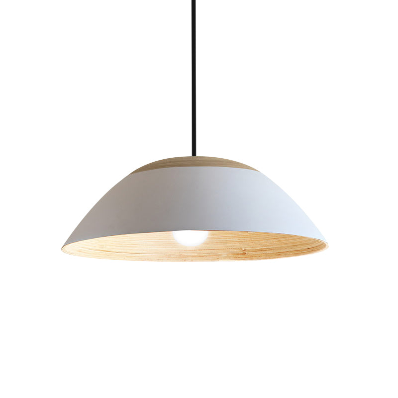 Modernist White/Black Restaurant Pendant Light With Dome Metal Shade - Sleek Ceiling Hang Fixture