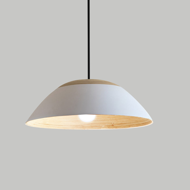 Modernist White/Black Restaurant Pendant Light With Dome Metal Shade - Sleek Ceiling Hang Fixture