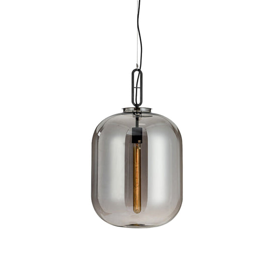 Smoke Gray/Cognac Glass Industrial Ceiling Pendant Lamp - 1 Head, 10"/14" Wide