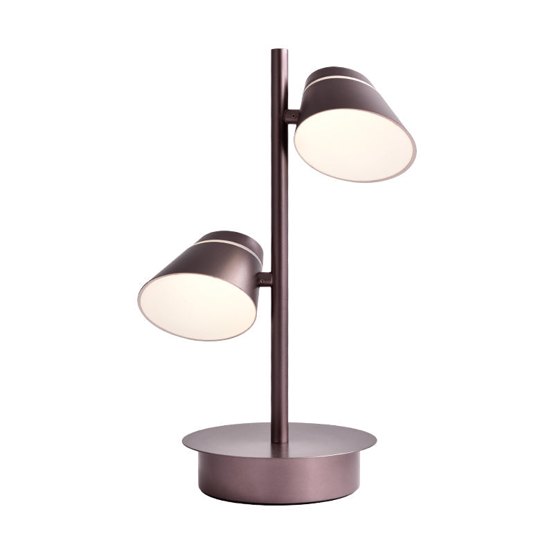 Swivelable Angled Cone Shade Night Lamp - Modern Metal Bedside Table Lighting (Coffee)