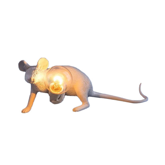 Kids Resin Mouse Night Light - Whimsical Bedside Table Lamp With 1 White Bulb