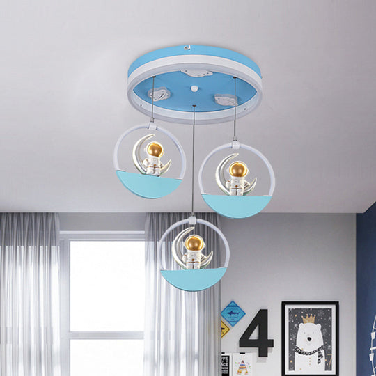 Spaceman Moon LED Flush Light for Kids' Room with Acrylic Shade - Gold/Silver