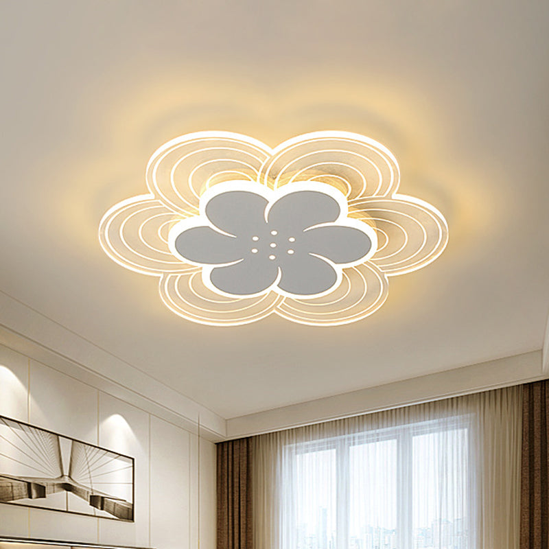 Kids Flower LED Flush Mount Ceiling Light for Children's Bedroom - White