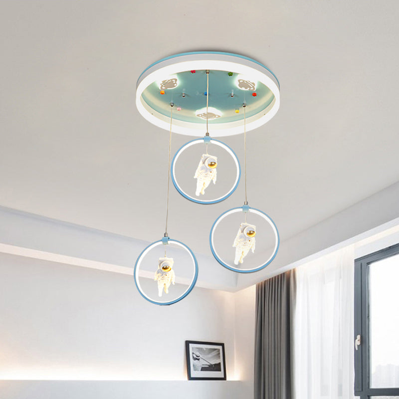 Kids LED Ceiling Light with Princess/Astronaut Theme - Pink/Blue Flush Mount Circle Lamp