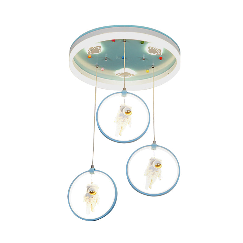 Kids LED Ceiling Light with Princess/Astronaut Theme - Pink/Blue Flush Mount Circle Lamp