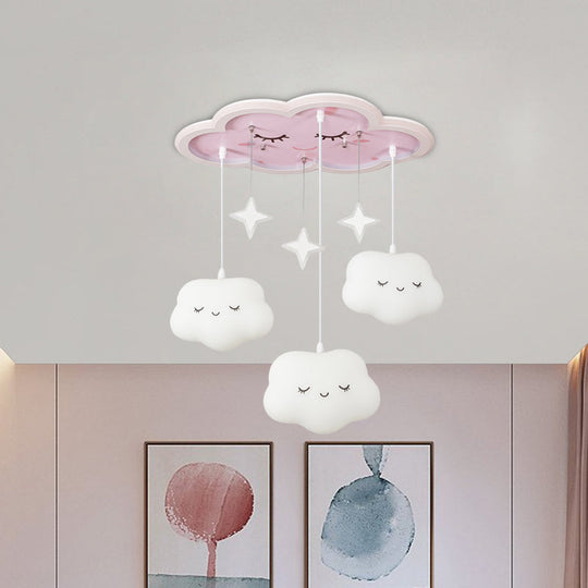 Children's Sweet Dream Cloud LED Ceiling Light for Bedroom - with Draping, Acrylic, and Flush Mount - in White