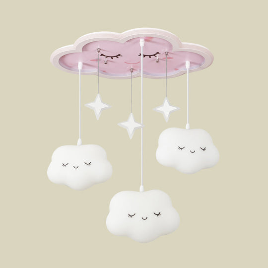 Children's Sweet Dream Cloud LED Ceiling Light for Bedroom - with Draping, Acrylic, and Flush Mount - in White