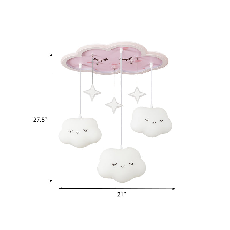 Children's Sweet Dream Cloud LED Ceiling Light for Bedroom - with Draping, Acrylic, and Flush Mount - in White