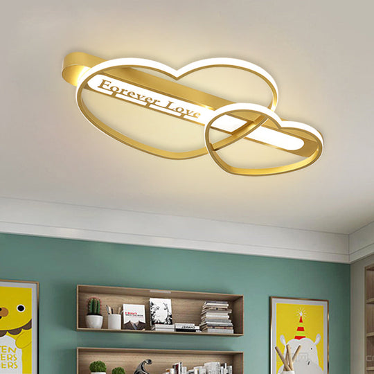 Love Arrow Bedroom Flush Mount Acrylic Macaron LED Ceiling Light in Pink/White/Gold