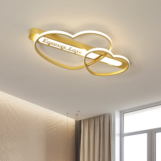 Love Arrow Bedroom Flush Mount Acrylic Macaron LED Ceiling Light in Pink/White/Gold