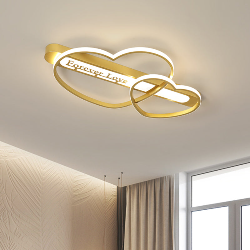 Love Arrow Bedroom Flush Mount Acrylic Macaron Led Ceiling Light In Pink/White/Gold